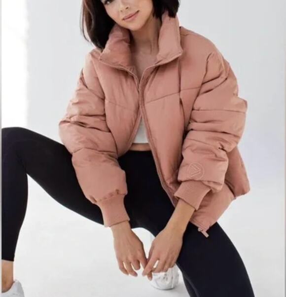 SAVVI Jackets & Blazers - Savvi Women’s Cropped The Court Puffer Jacket Minimalist Clay Pink Size M